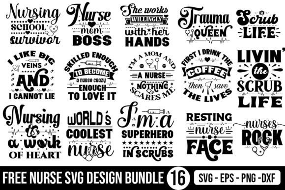 Nurse SVG Design Bundle for Graphics and Freebies